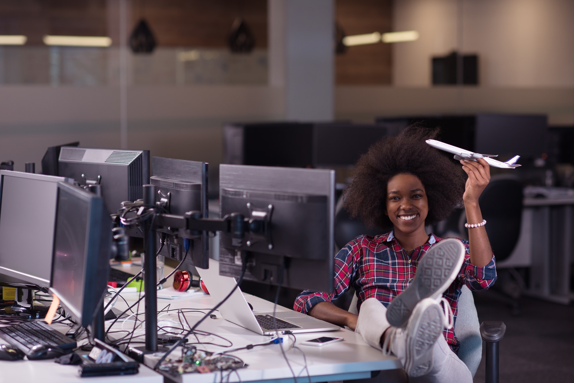 portrait of a young successful African-American woman in modern